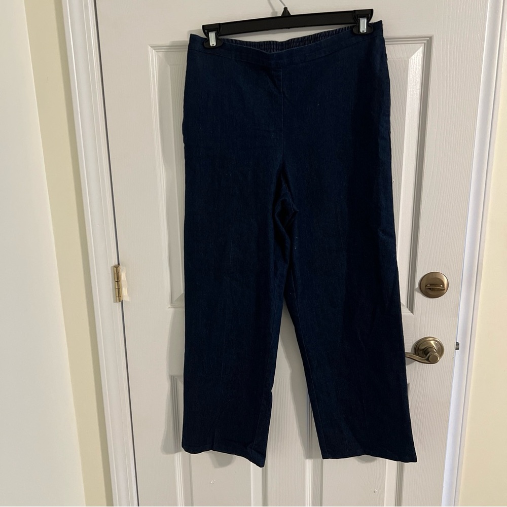 Alfred Dunner pull on jeans size 12 petite dark wash elastic waist straight leg